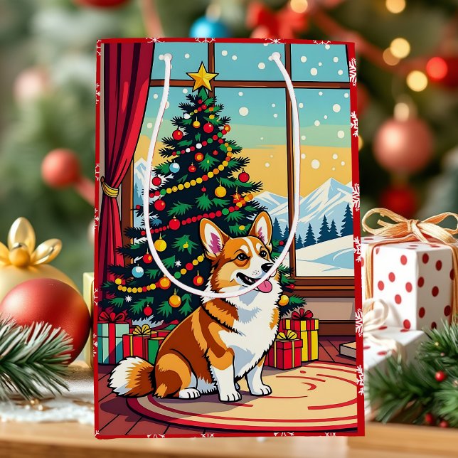 Bolsa De Regalo Mediana A Cute Festive Corgi Christmas (Subido por el creador)