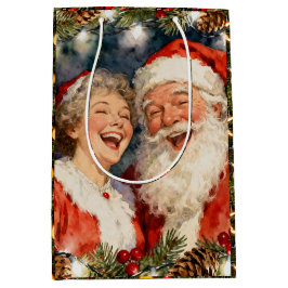 Bolsa De Regalo Mediana A Cute Mr and Mrs Claus Vintage Christmas