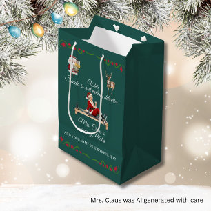 Bolsa De Regalo Mediana A la Sra. Claus le gusta el nombre de Pilates 