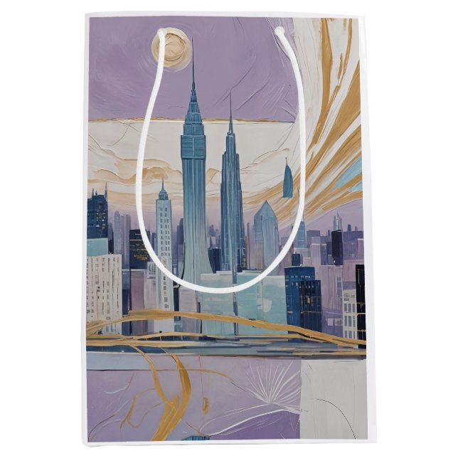 Bolsa De Regalo Mediana A Lunar Cityscape (Anverso)
