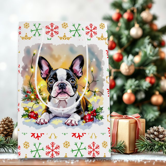 Bolsa De Regalo Mediana A Sweet Boston Terrier Christmas (Subido por el creador)
