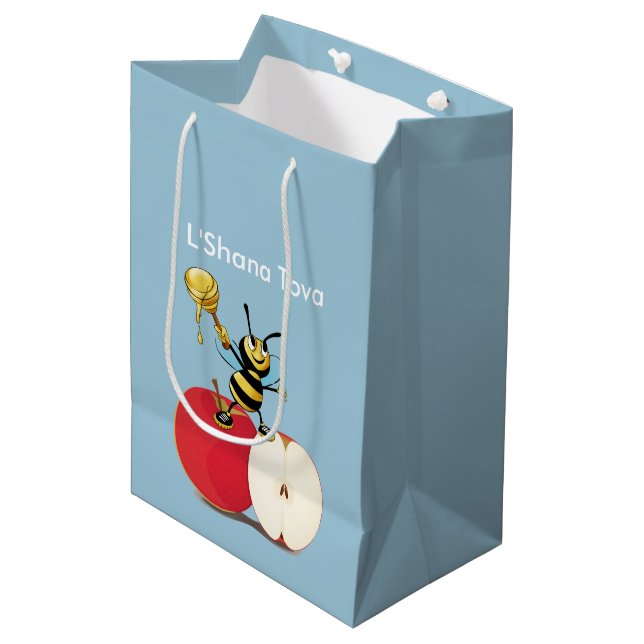 Bolsa De Regalo Mediana Abeja Apple Rosh HaShana (Angulo Anverso)