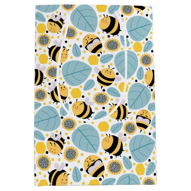 Bolsa De Regalo Mediana Abeja de miel y girasoles (Anverso)