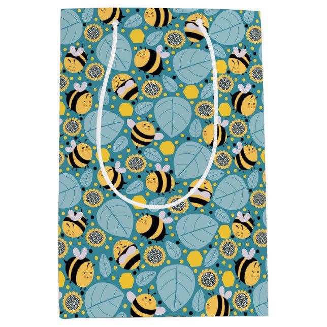 Bolsa De Regalo Mediana Abeja de miel y girasoles (Anverso)