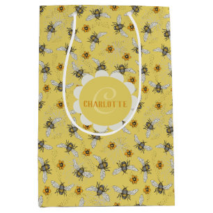 Bolsa De Regalo Mediana Abeja Melífera de Moda Amarilla Zumbante de Primav