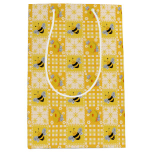 Bolsa De Regalo Mediana Abeja melífera linda y colmenas 