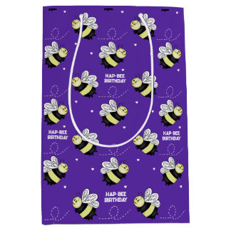 Bolsa De Regalo Mediana Abejorro Morado Mediano Brillante