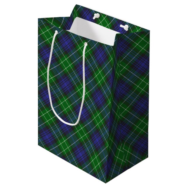 Bolsa De Regalo Mediana Abercrombie Blue Green Tartan Plaid Scottish (Angulo Anverso)