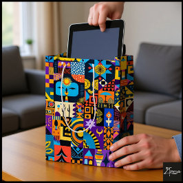 Bolsa De Regalo Mediana Abstract Folk Art Geometric Quilt Mosaic