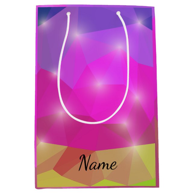 Bolsa De Regalo Mediana Abstract Geometric Crystal Mosaic in Pink (Anverso)