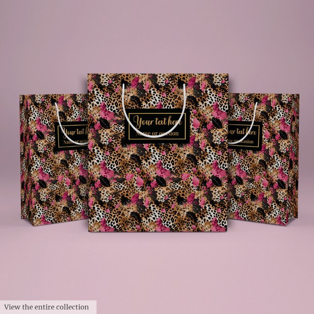 Bolsa De Regalo Mediana Abstract pink and black leopard skin gift pack (Abstract pink and black leopard skin gift pack Medium Gift Bag)