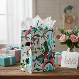Bolsa De Regalo Mediana Abstracto rosa y aqua