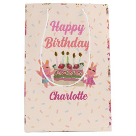 Bolsa De Regalo Mediana Abundantes rosados tarta de fresa niños cumpleaños