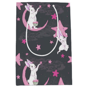 Bolsa De Regalo Mediana Abundantes y estrellas rosas