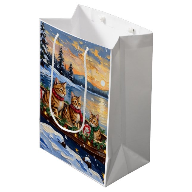 Bolsa De Regalo Mediana Abyssinian Cat Christmas Boat Holiday (Angulo Anverso)