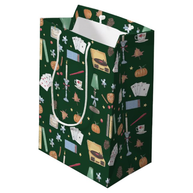 Bolsa De Regalo Mediana Academia Oscura Otoño Verde Melancólico (Angulo reverso)