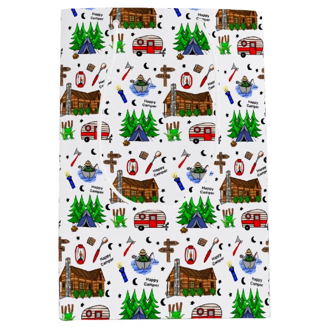 Bolsa De Regalo Mediana Acampada o cumpleaños temático del medio oeste (Anverso)