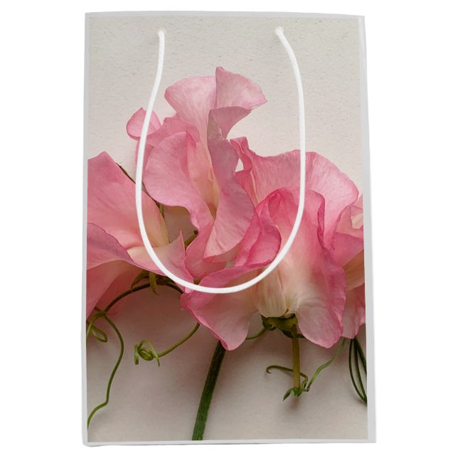 Bolsa De Regalo Mediana Acercamiento de los arvejas dulces rosados (Anverso)