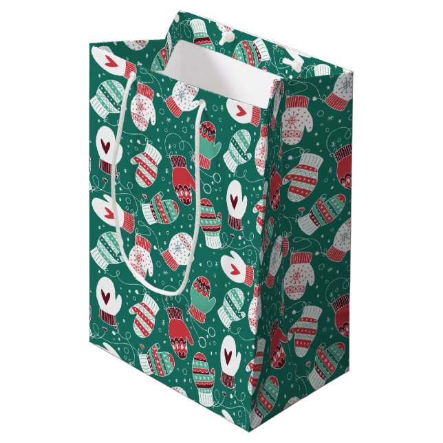 Bolsa De Regalo Mediana Acogedores Navidades de invierno miden el patrón e (Angulo Anverso)