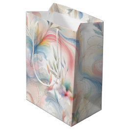Bolsa De Regalo Mediana Acuarela Botánica Pastel Elegante