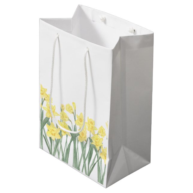 Bolsa De Regalo Mediana Acuarela Daffodil Floral (Angulo Anverso)