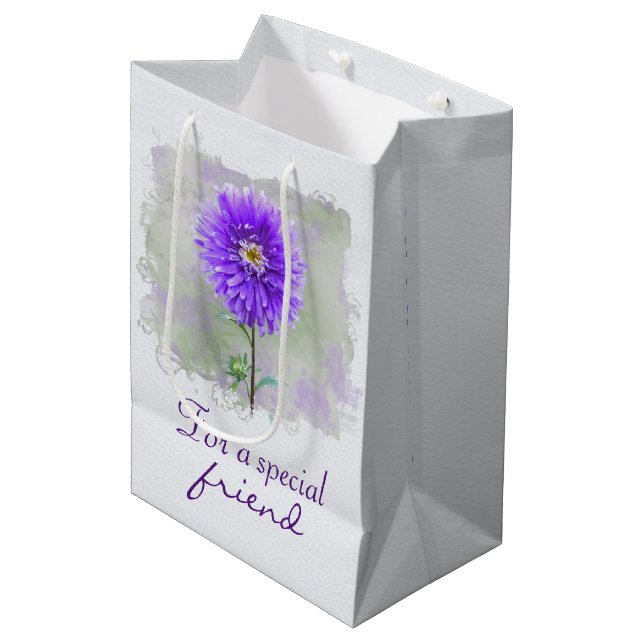Bolsa De Regalo Mediana Acuarela Dahlia para amigo (Angulo Anverso)