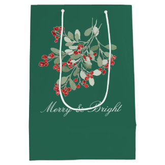 Bolsa De Regalo Mediana Acuarela de acebo