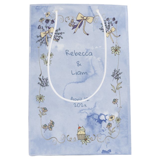 Bolsa De Regalo Mediana Acuarela de borde de coqueta (Anverso)
