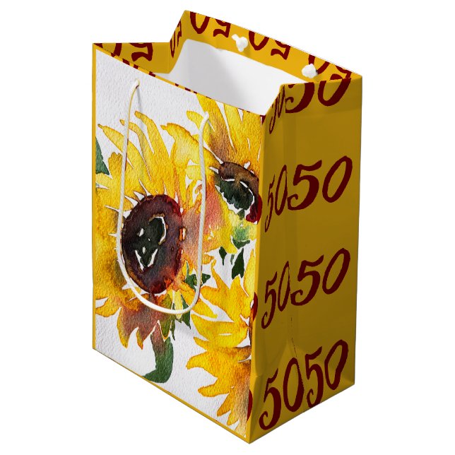 Bolsa De Regalo Mediana acuarela de girasol brillante fabuloso 50 (Angulo Anverso)