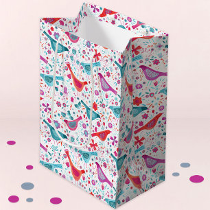 Bolsa De Regalo Mediana Acuarela de pájaro moderna