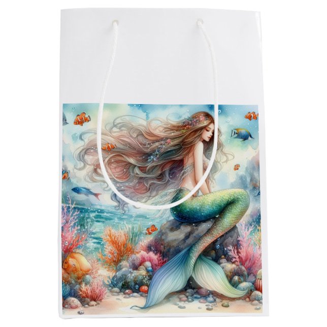 Bolsa De Regalo Mediana Acuarela de sirena (Anverso)