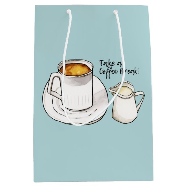 Bolsa De Regalo Mediana Acuarela del descanso para tomar café y (Anverso)