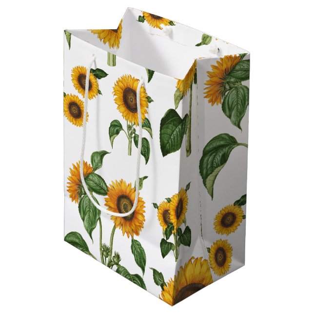 Bolsa De Regalo Mediana Acuarela girasoles vegetación vegetal (Angulo Anverso)