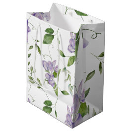 Bolsa De Regalo Mediana Acuarela Morado Dulce Flores De Pea Elegante