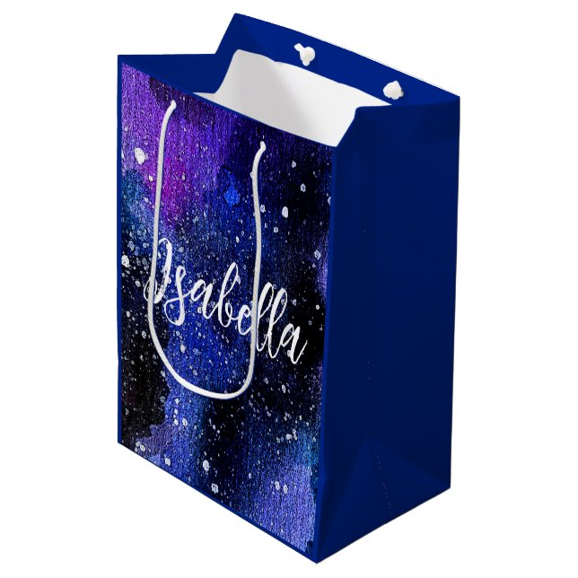 Bolsa De Regalo Mediana Acuarela Purple Universo (Angulo Anverso)