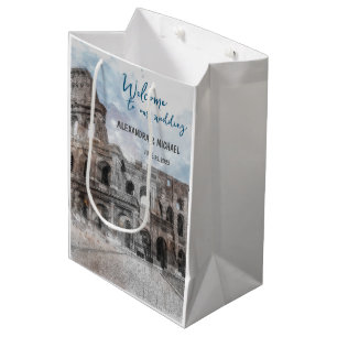 Bolsa De Regalo Mediana Acuarela Roma, Italia