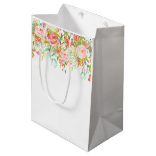 Bolsa De Regalo Mediana Acuarela rosada de los rosas