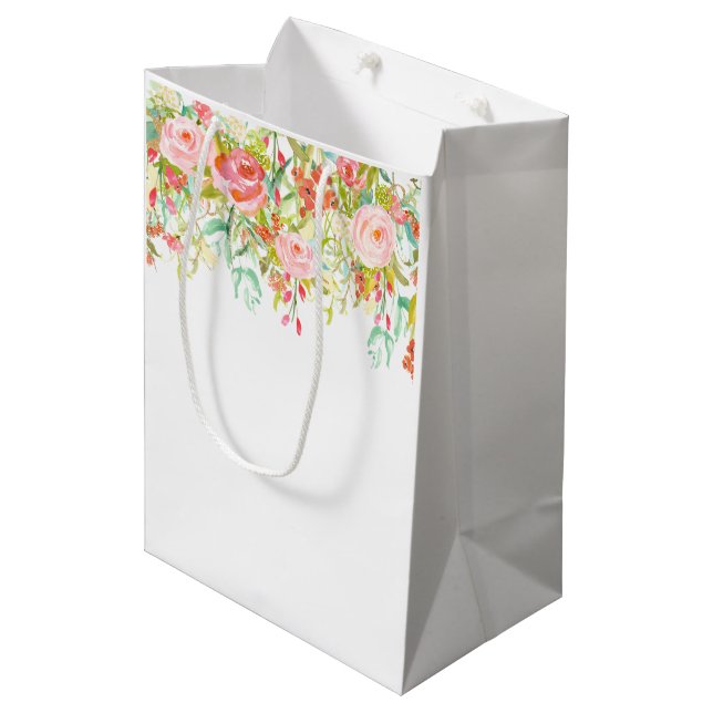 Bolsa De Regalo Mediana Acuarela rosada de los rosas (Angulo Anverso)
