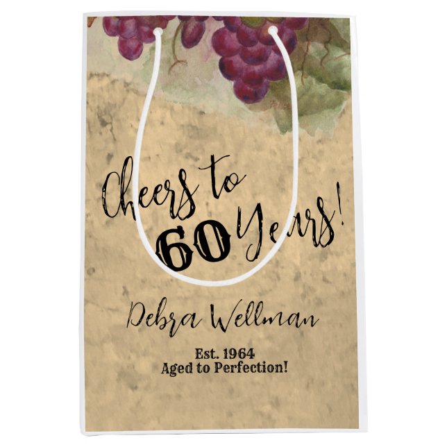 Bolsa De Regalo Mediana Acuarela rústica vitícola a 60 años (Anverso)