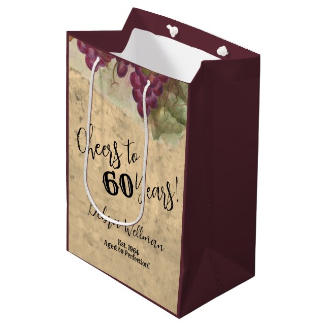 Bolsa De Regalo Mediana Acuarela rústica vitícola a 60 años (Angulo Anverso)