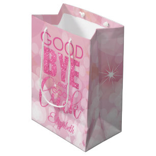 Bolsa De Regalo Mediana Adiós Purpurina Rosa Y Buena Suerte