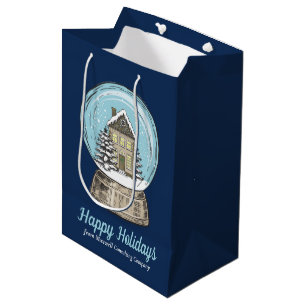 Bolsa De Regalo Mediana Adorable Globo de Nieve de Navidad Personalizado A