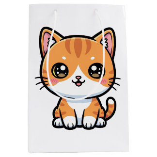 Bolsa De Regalo Mediana Adorable Kawaii Ginger Cat Cartoon Character