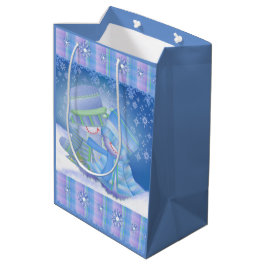Bolsa De Regalo Mediana Adorable Navidad Blues de Invierno