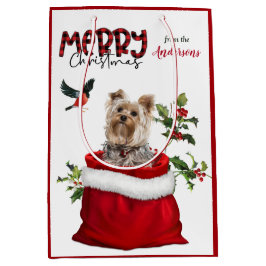 Bolsa De Regalo Mediana Adorable Yorkshire Terrier Dog Navidades