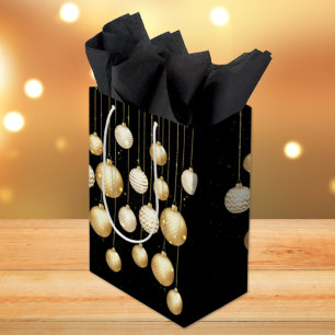 Bolsa De Regalo Mediana Adornos de árbol de Navidad de borlas doradas sobr