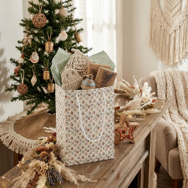 Bolsa De Regalo Mediana Adornos de Navidad Boho Cálido Invierno Antiguo