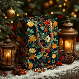 Bolsa De Regalo Mediana Adornos de Navidad con área de nombre