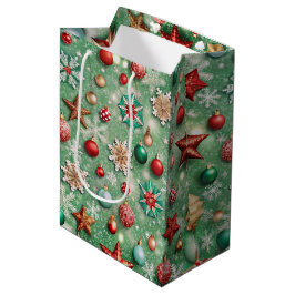 BOLSA DE REGALO MEDIANA ADORNOS NAVIDEÑOS BONITOS COLORIDOS