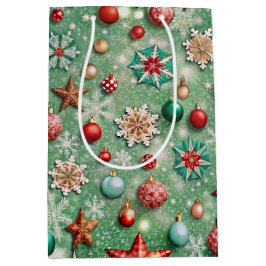 BOLSA DE REGALO MEDIANA ADORNOS NAVIDEÑOS BONITOS COLORIDOS